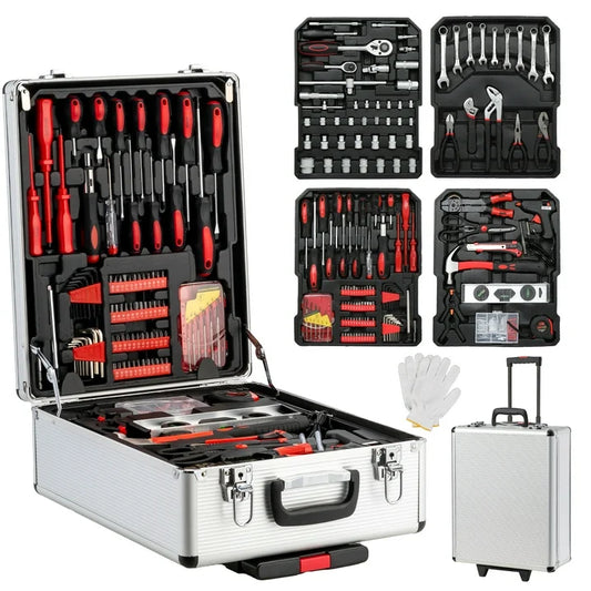799 Pcs Tool Set, Household Repair Hand Tool Kit, Mechanics Tool Kit, with Trolley Case, Silver