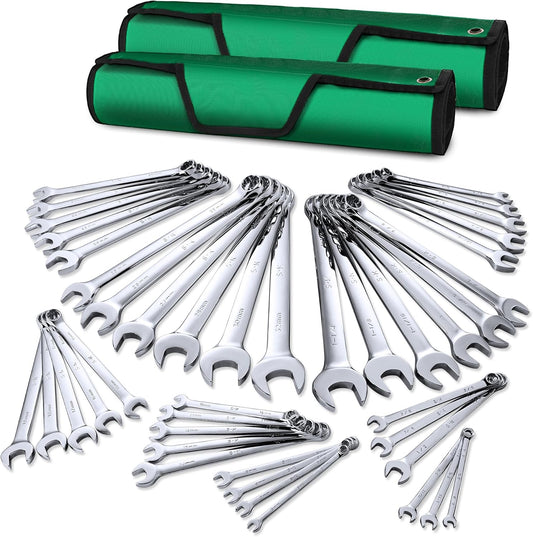 Combination Wrench Set, SAE 1/4" to 1-1/4", Metric 6 to 32mm, 42-Piece