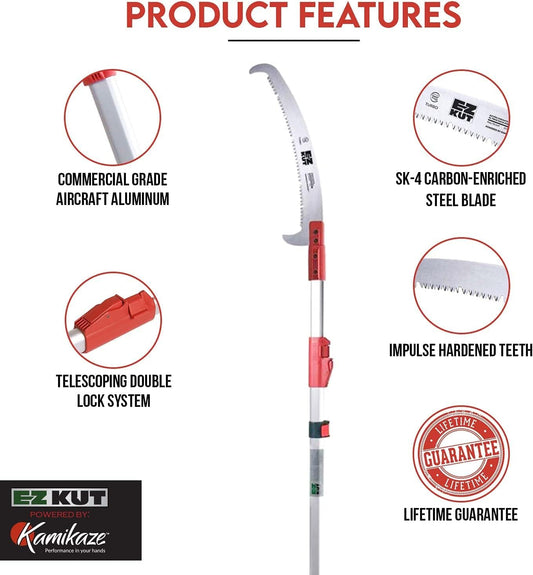 Kamikaze 15′ Extendable Tree Trimmer Pole Saw - Branch Cutter